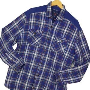 Saddlebred Men's Long Sleeve Flannel Button-Up Shirt Size L Quilted Lined Blue